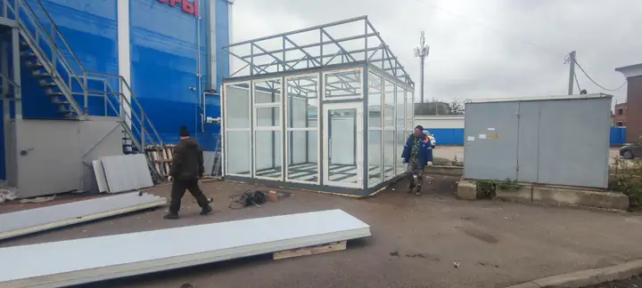Павильон шиномонтажа — Сборка каркаса павильона